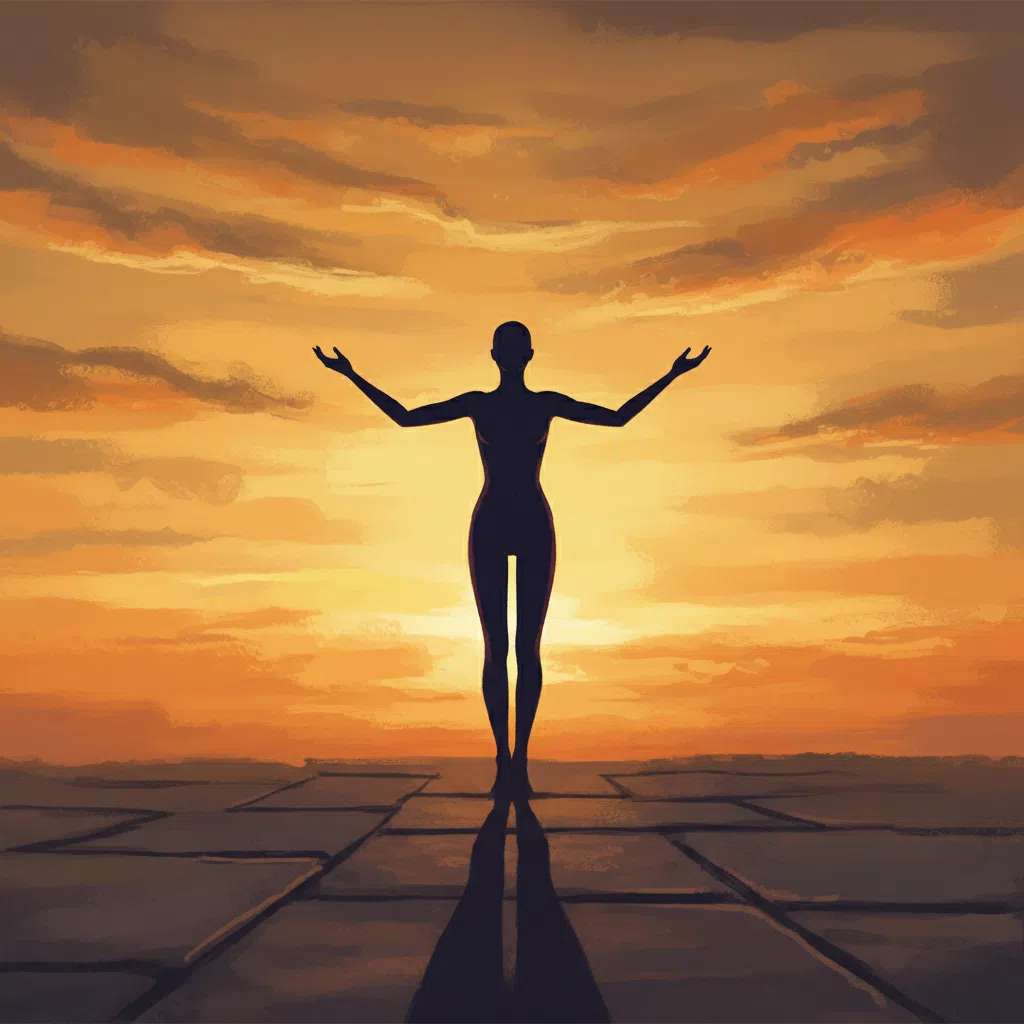 Silhouette of an anonymous figure against a golden sunset sky in a relaxed lifestyle setting